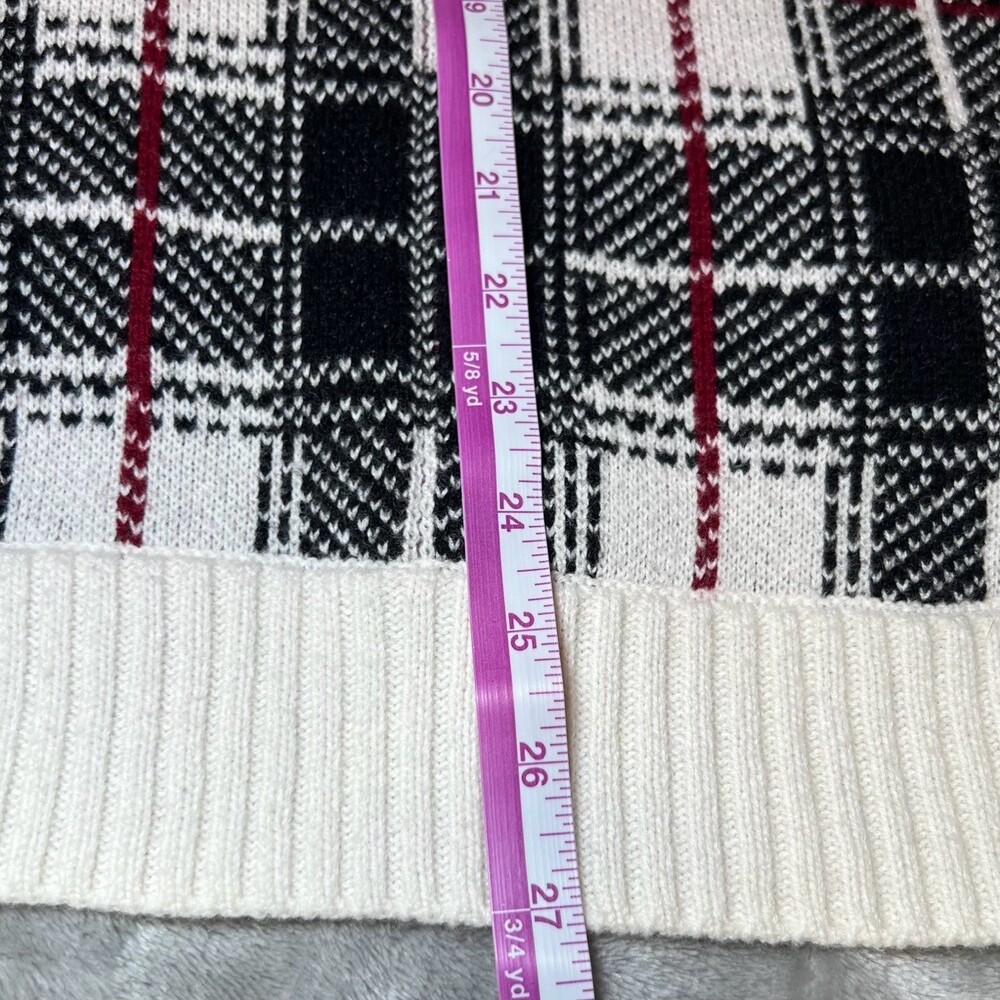 Talbots Womens Size Large Plaid Poncho Sweater Knit Lambswool Blend Cozy Winter - Picture 8 of 12